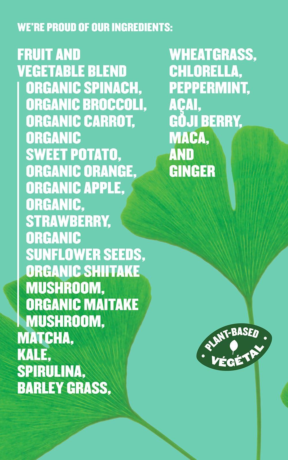 SUBI SUBI Best Green Superfood NOT Flavoured Vegetable and Daily Greens Replacement Raw Ingredients: Matcha, Kale, Barley Grass, Spirulina, Acai, Goji Berry + More Morning Energy Booster 40 Day Supply