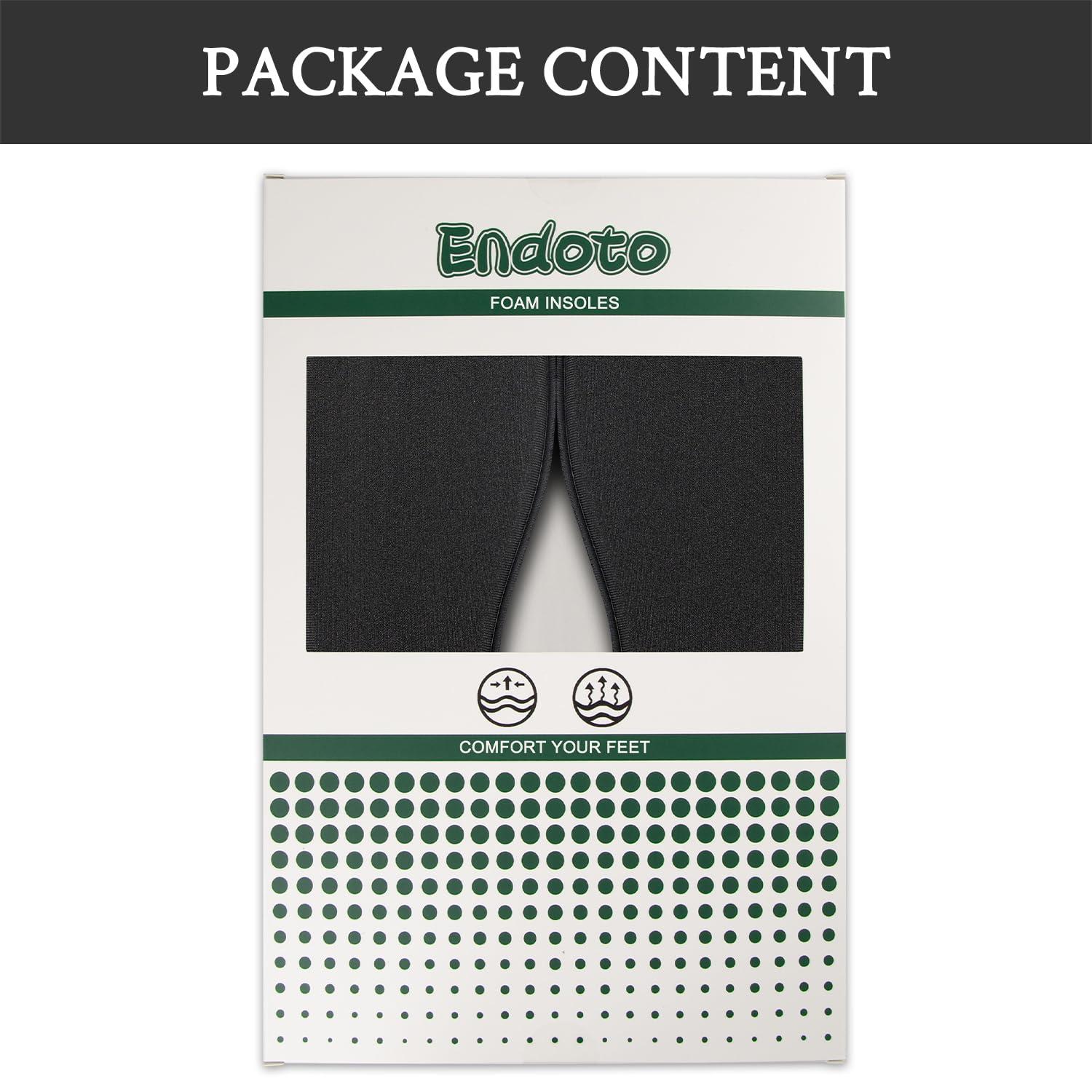 Endoto Memory Foam Insoles for Skechers Shoes, Replacement Inserts for Sneakers, Cushioned Inner Soles for Comfort and Foot Pain Relief(Color:Black,Size:US Women6-EU36)