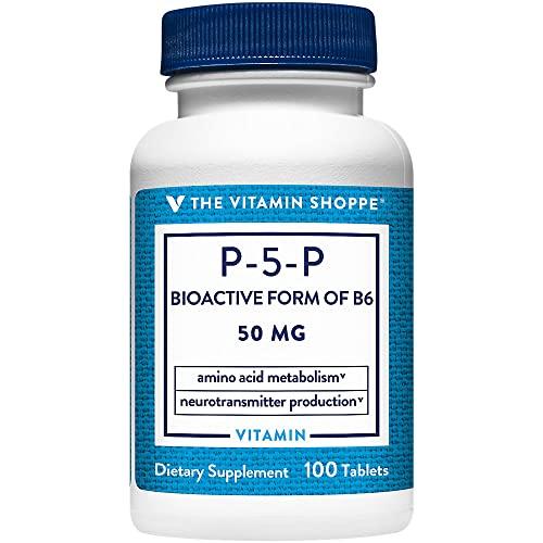 The Vitamin Shoppe The Vitamin Shoppe P5P (Pyridoxal5Phosphate) 50MG, Coenzyme Form of Vitamin B6, Amino Acid That Supports Protein Metabolism, Neurotransmitter Synthesis (100 Tablets)