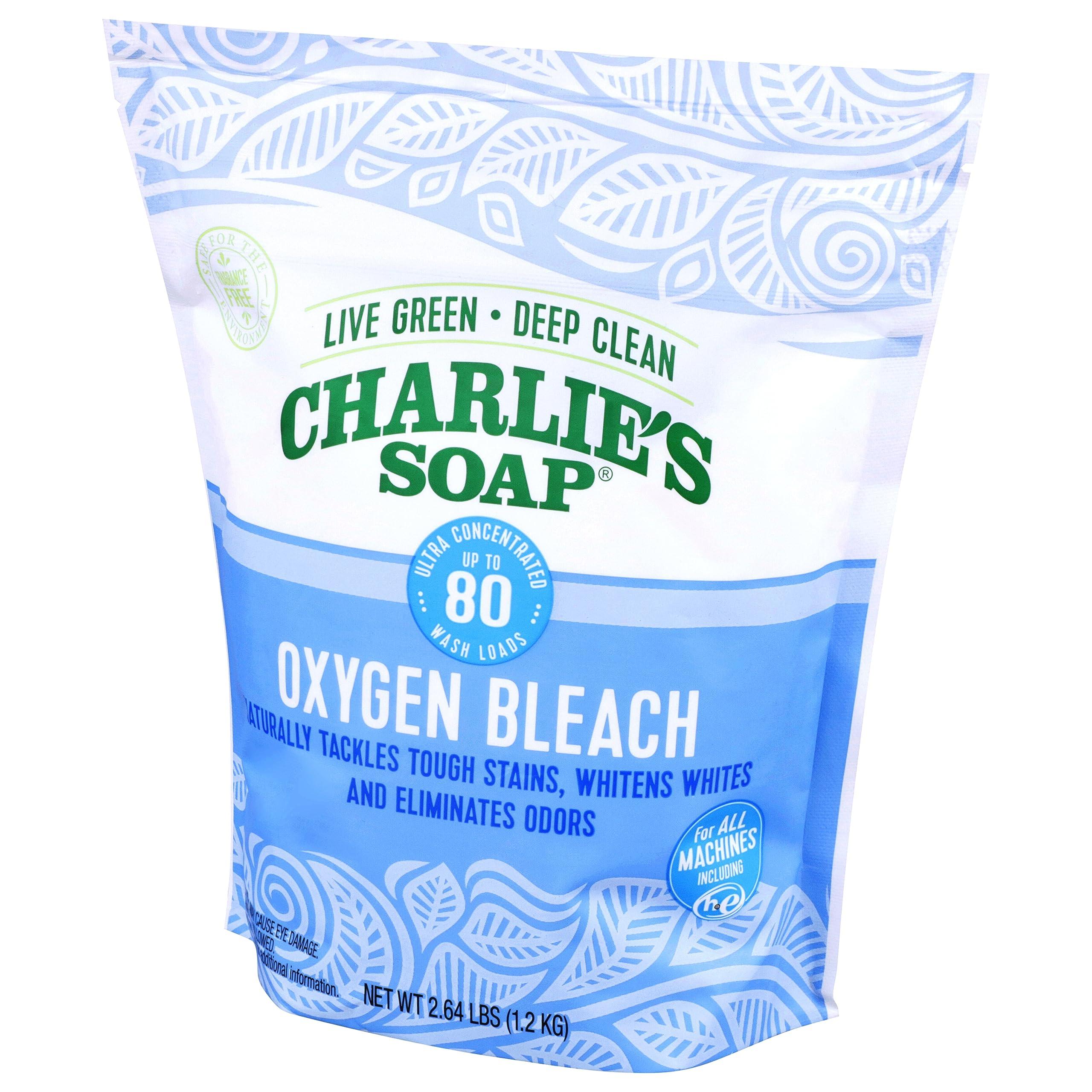 Charlie\'s Soap Charlie\'s Soap Oxygen Bleach (2.64 Lbs., 1 Pack) Non-Chlorine Bleach Alternative Powder Whiten Laundry & Remove Stains Safer for Colors