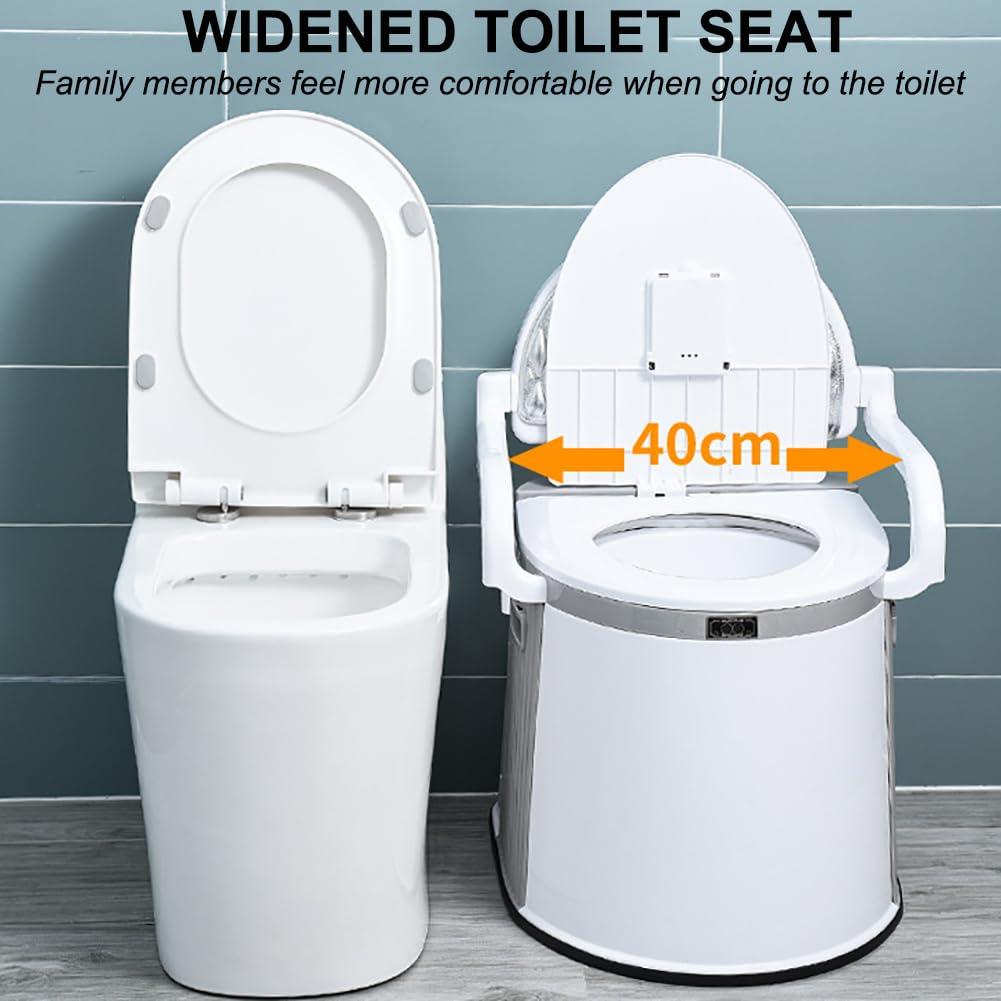 Sions Sions Movable Bedside Toilet, High Load-Bearing Toilet with Removable Armrests, Widened Mobile Toilet for Bathing, Portable Toilet with Tissue Box,Brown