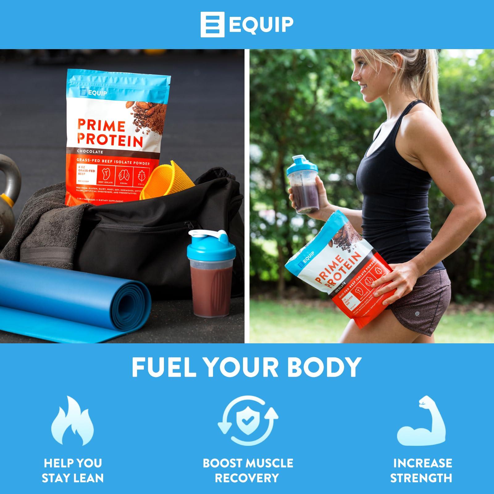 Equip Equip Foods Chocolate Prime Protein Powder - Vanilla & Chocolate - Grass-Fed Isolate Beef Protein Powder - Paleo and Gluten Free Protein Powder - Helps Build and Repair Tissue, Gluten Free