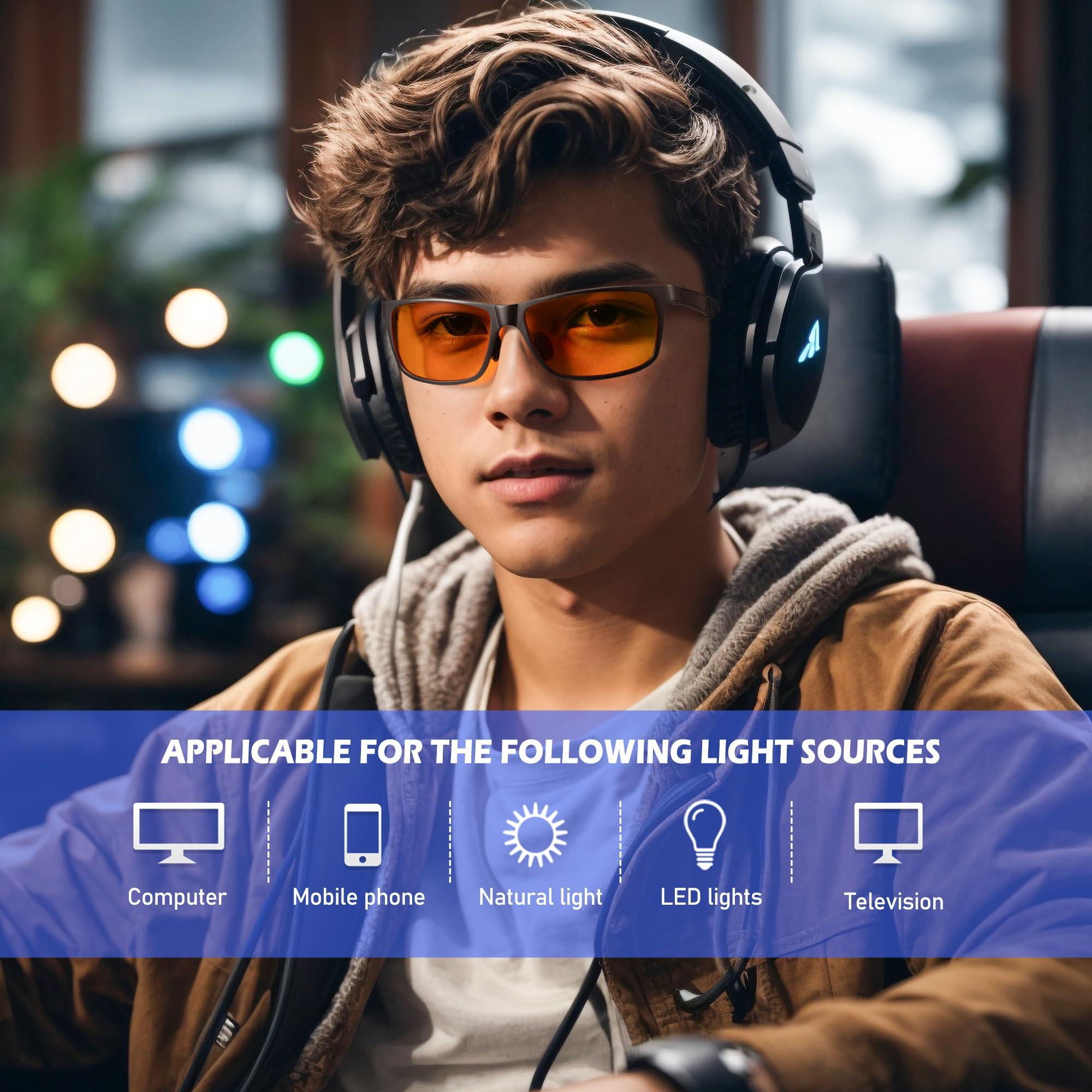 ANYLUV ANYLUV Gaming Glasses for Men Anti Blue Light Computer Glasses Rectangle Al-Mg Metal Frame UV400 Mens Blue Light Screen Blocker