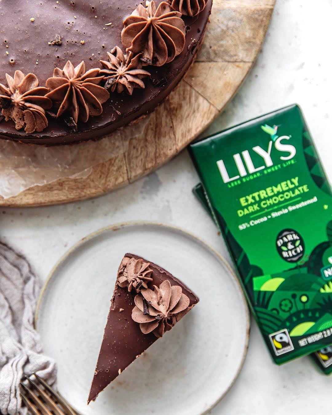Lily's Extremely Dark Chocolate Bar by Lily's | Made with Stevia, No Added Sugar, Low-Carb, Keto Friendly | 85% Cocoa | Fair Trade, Gluten-Free & Non-GMO | 2.8 ounce, 4-Pack