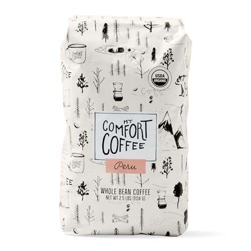 Mt. Comfort Coffee Mt. Comfort Coffee Organic Peru Medium Roast, 2.5 lb Bag - Flavor Notes of Nutty, Chocolate, & Citrus - Sourced From Small, Peruvian Coffee Farms - Roasted Whole Beans