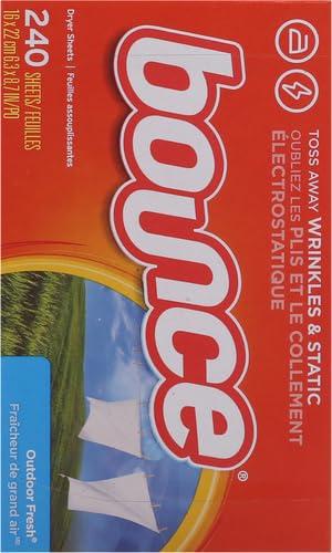 Bounce Bounce Dryer Sheets, Outdoor Fresh, 480 Count Laundry Fabric Softener Sheets with Static Control and Wrinkle Fighters. (2 Packs of 240)