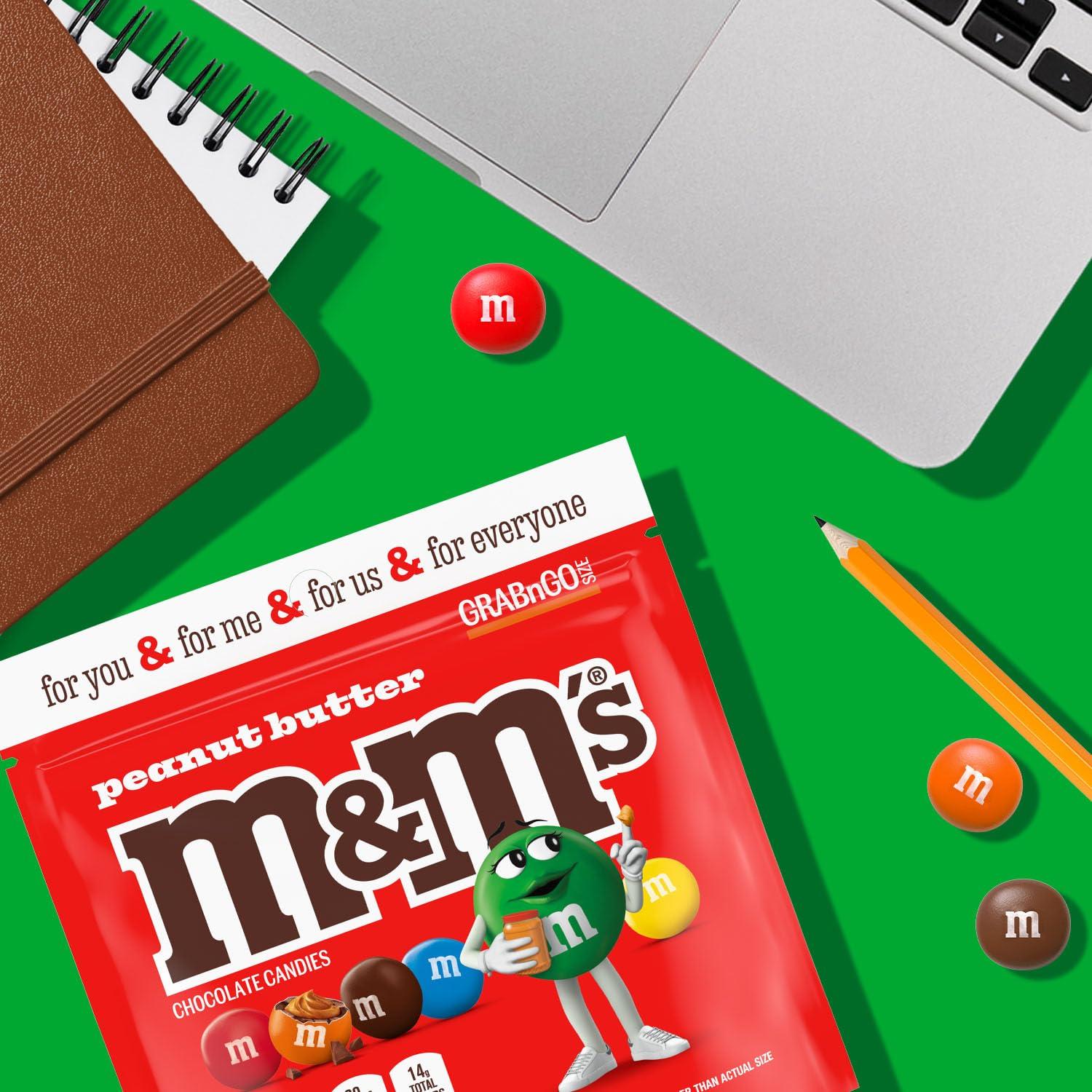 M&M\'S M&M\'S Peanut Butter Milk Chocolate Candy, Grab N Go-, 4.5 oz Resealable Bag (Pack of 8)