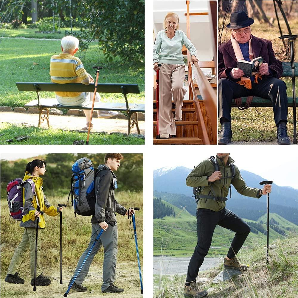 MUFANDUO Collapsible Walking Cane for Women & Senior Men, Folding Lightweight Walking Sticks for Seniors Balance, Adjustable Canes, Stick and Crutches for Adults, bastones para caminar Mujer & Hombre (Blue)