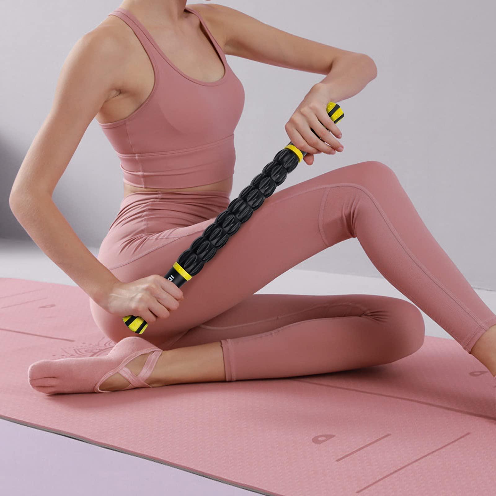 IDSON Idson Muscle Roller Stick for Athletes- Body Massage Sticks Tools-Muscle Roller Massager for Relief Muscle Soreness,Cramping and Tightness,Help Legs and Back Recovery,Black Yellow