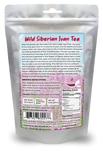 ChagaTeaShop Siberian Fermented Wild Ivan Chai Loose Herbal Tea All Natural, No Caffeine (NET WT 8 OZ (227G))