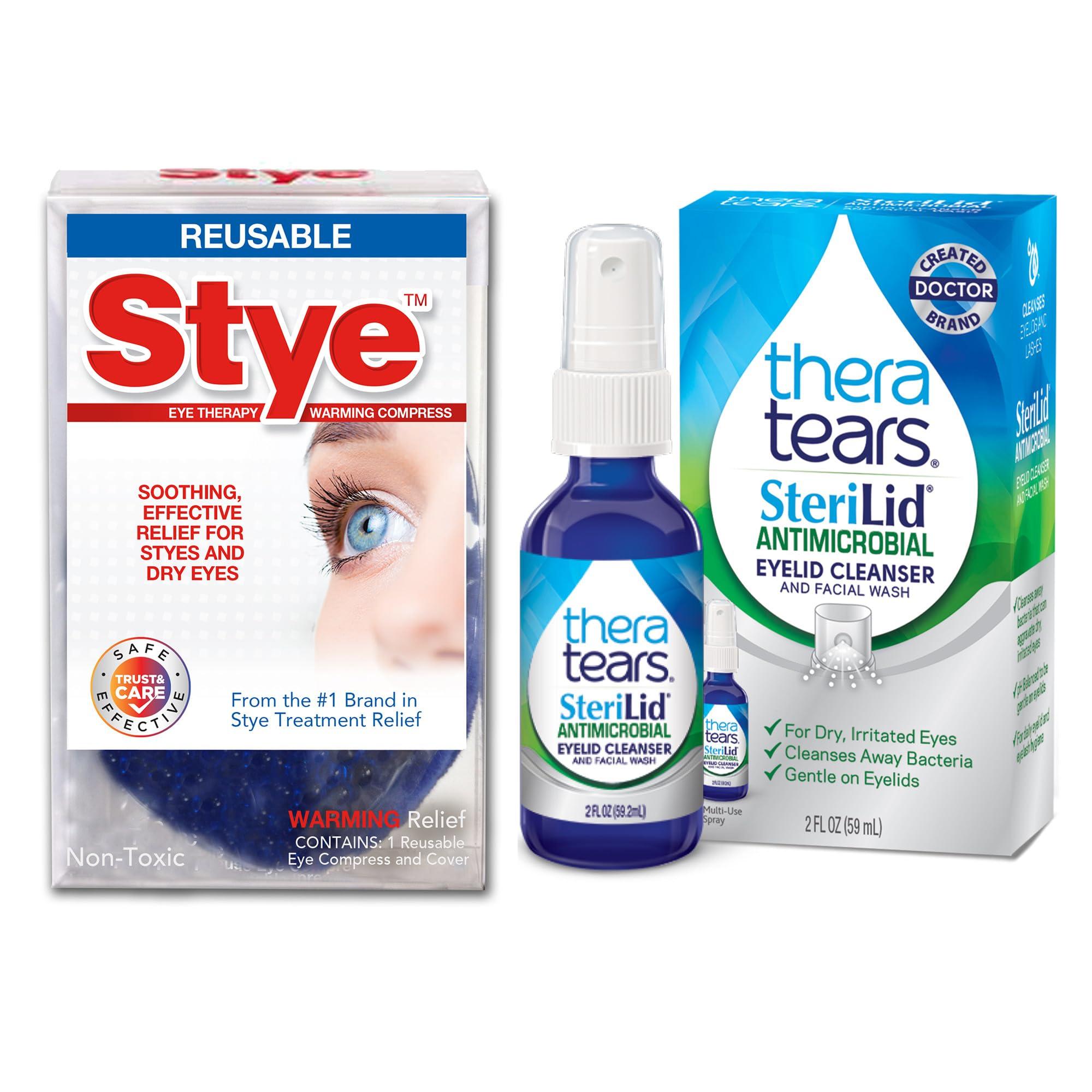 TheraTears Thera Tears Steralid Antimicrobial Eyelid Cleanser and Stye Eye Therapy Reusable Warming Compress