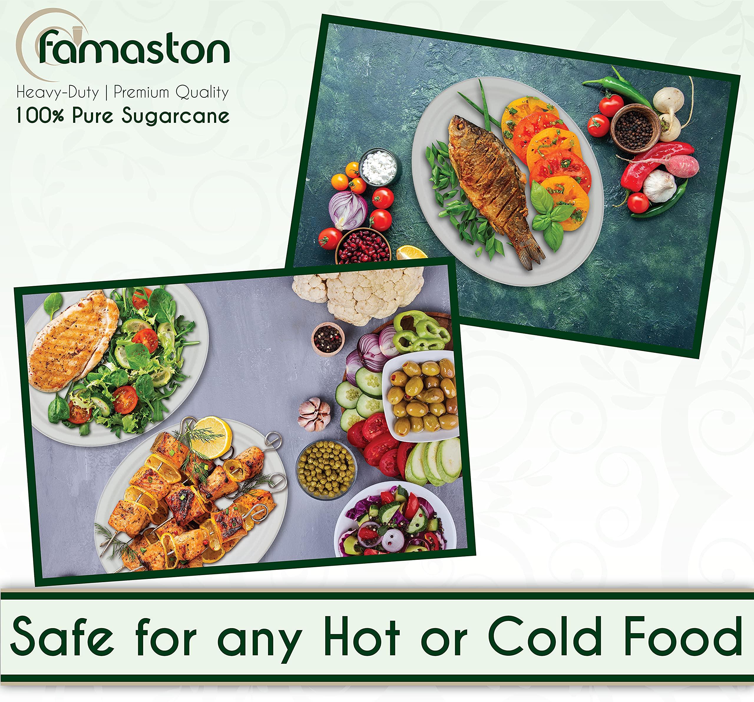 FAMASTON FAMASTON 24 pack Oval Paper Plates 12 inch 100% Compostable Heavy-Duty disposable extra large platters thanksgiving dinner party bulk 12\" biodegradable platos - White