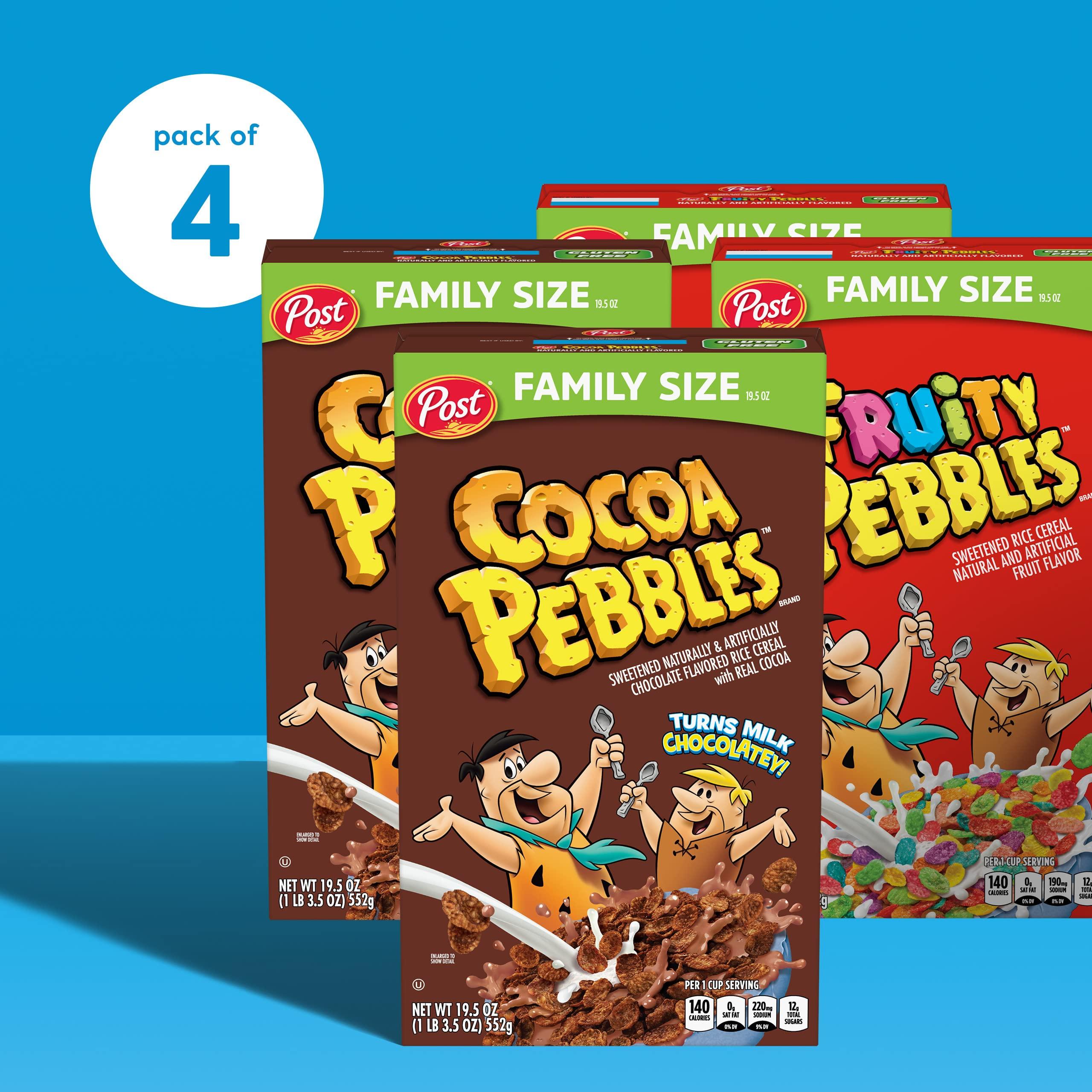 Post Post Fruity Pebbles and Cocoa Pebbles Family Size Variety Pack (2 Fruity, 2 Cocoa)