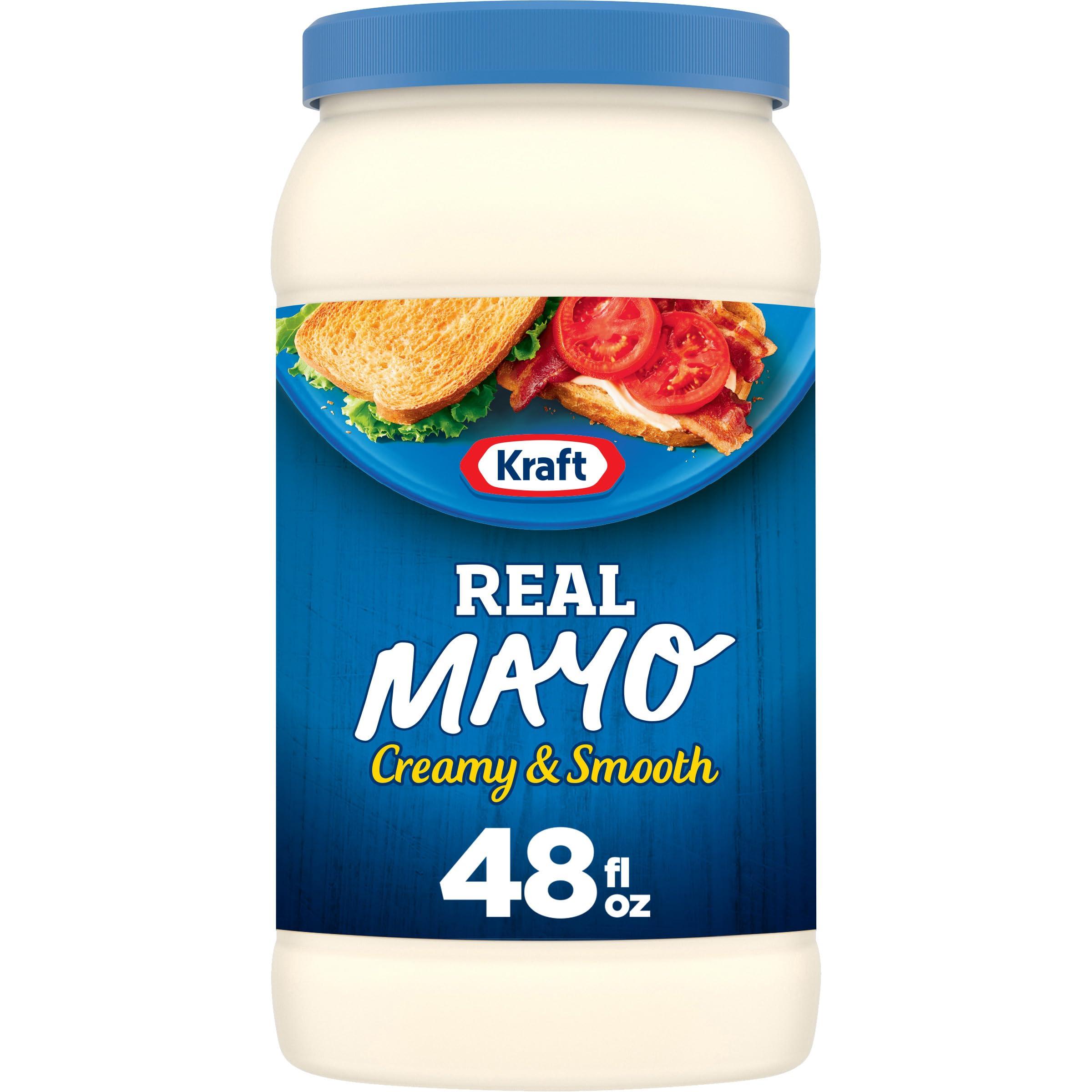 Kraft Kraft Real Mayo Creamy & Smooth Mayonnaise - Classic Spreadable Condiment for Sandwiches, Salads and Dips, Made with Cage-Free Eggs, For a Keto and Low Carb Lifestyle, 48 fl oz Jar