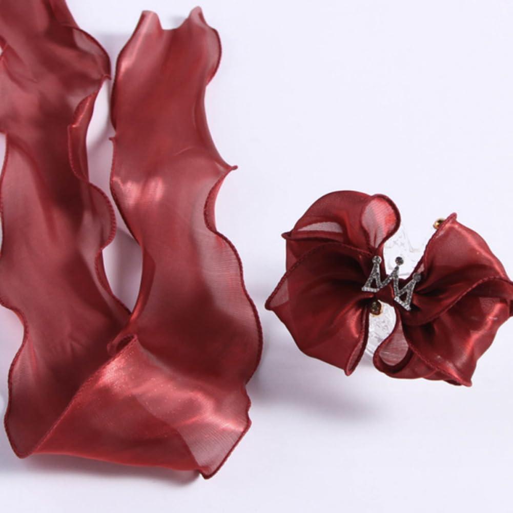 GOMAKERER GOMAKERER 10 Yards Sheer Chiffon Ribbon, Wired Chiffon Ribbon Sheer Organza Ribbon Dark Red Polyester Organza Ribbon Mesh Fabric Ribbon for Bowknot Flower Gifts Decorations