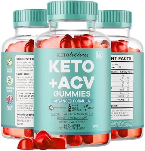LIVORKA Ketolicious Keto ACV Gummies Advanced Formula, Ketolicious Gummies, 60 Gummies for 1 Month