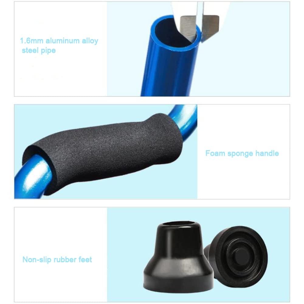 KADEUX KADEUX Adjustable Walking Stick Offset Canes, Sit to Stand Walking Cane, Lightweight Quad Cane for Seniors, Handicap, with 4-Pronged Base, Non-Slip