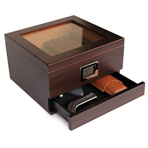 CASE ELEGANCE CASE ELEGANCE - Renzo Glass Top Humidor, Lighter, Cutter, and Travel Case Bundle
