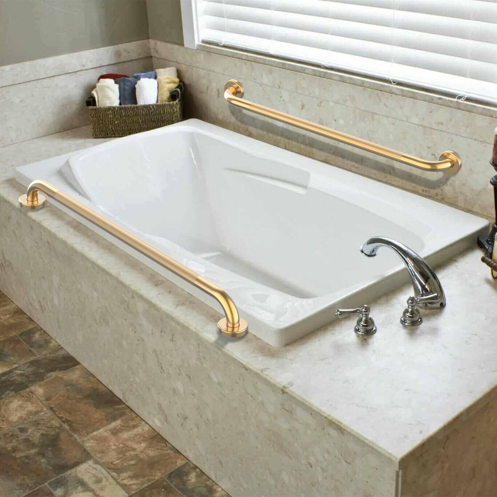 Munzong 36 Inch Anti Slip Shower Grab Gold, Munzong Bathroom Grab Bar, Knurled Bathroom Balance Bar,Safety Hand Rail Support Handicap Elderly Injury Senior Assist Bath Handle