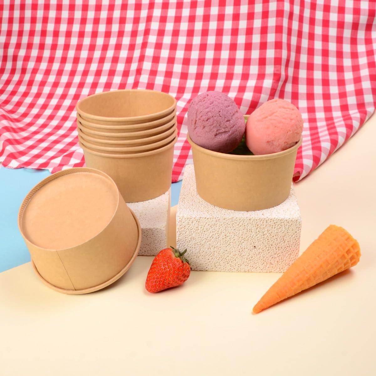 bloomoon bloomoon 12 oz Paper Ice Cream Cup 90 Pack, Leak Proof Wide Round 12 oz Paper Ice Cream Bowl for Dessert Snack Frozen Yogurt