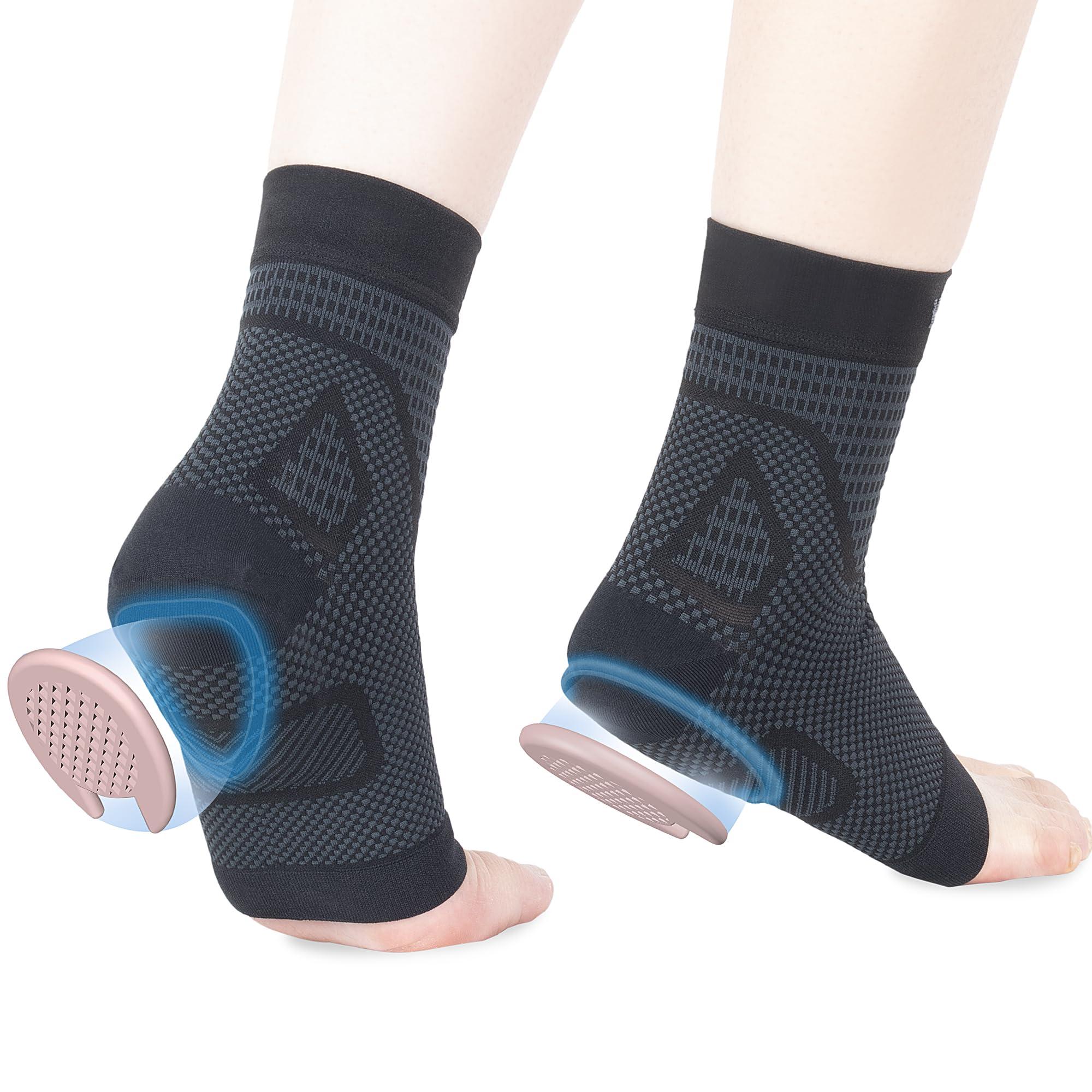 WalkMii WalkMii Heel Protector Compression Sleeve Socks for Cracked Heels, Heel Spurs, Tendinitis, and Heel Pain, Heel Cushions Cups for Women and Men-1 Pair