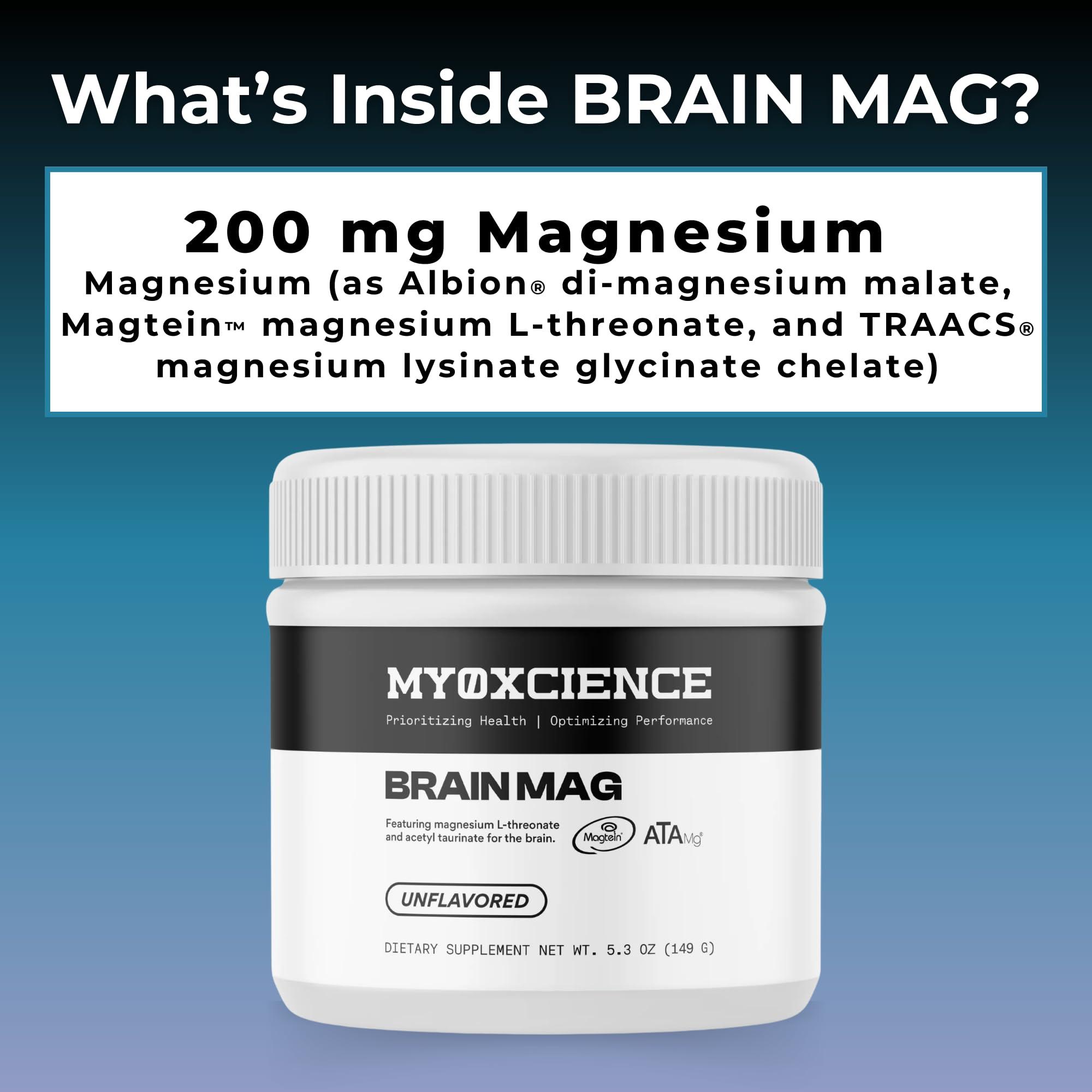 MYOXCIENCE Brain Mag Magnesium L-threonate Magtein & Magnesium glycinate Powder (Unflavored)