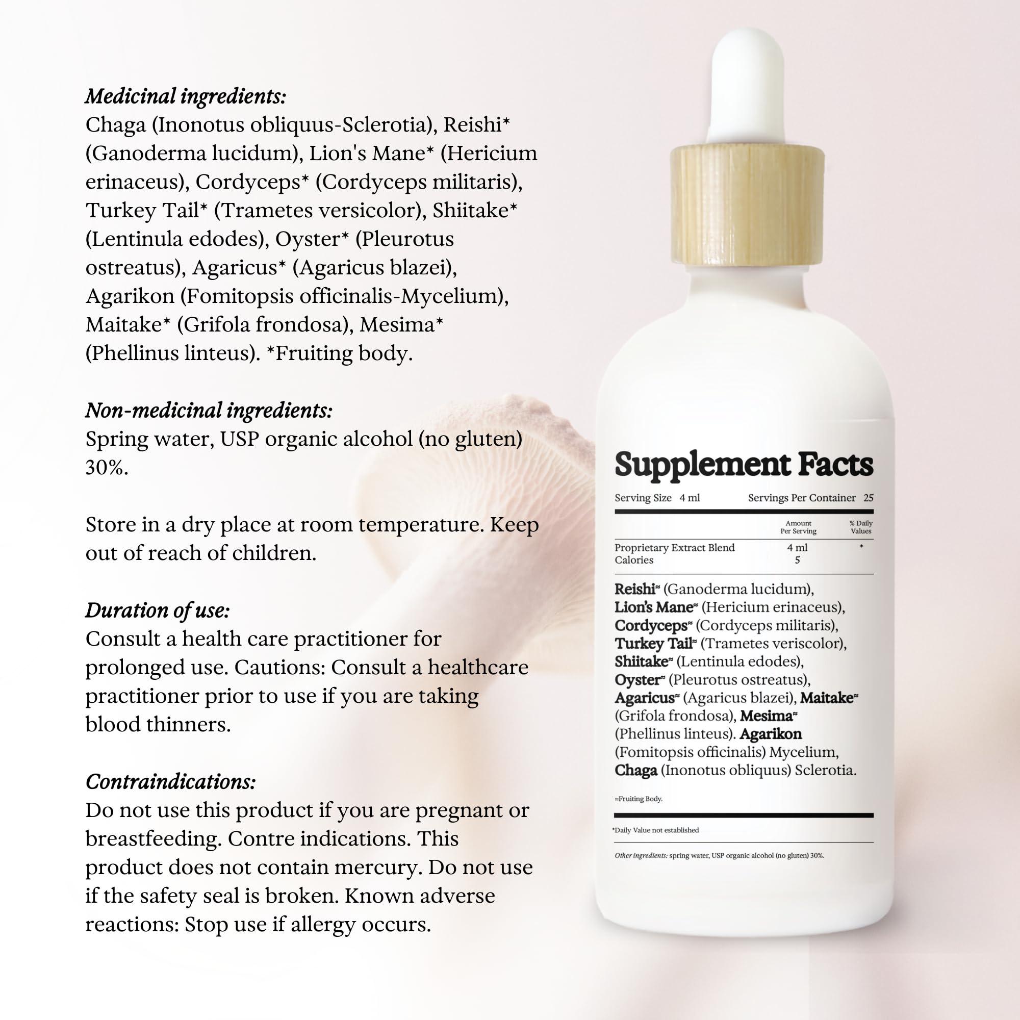 Rainbo Rainbo 11:11 Multi Mushroom Tincture, Dual Extract Mushroom Supplement for Comprehensive Immune Support, Brain Support, Liquid Lion's Mane & Turkey Tail, Vegan, Non GMO, 3.4 fl oz