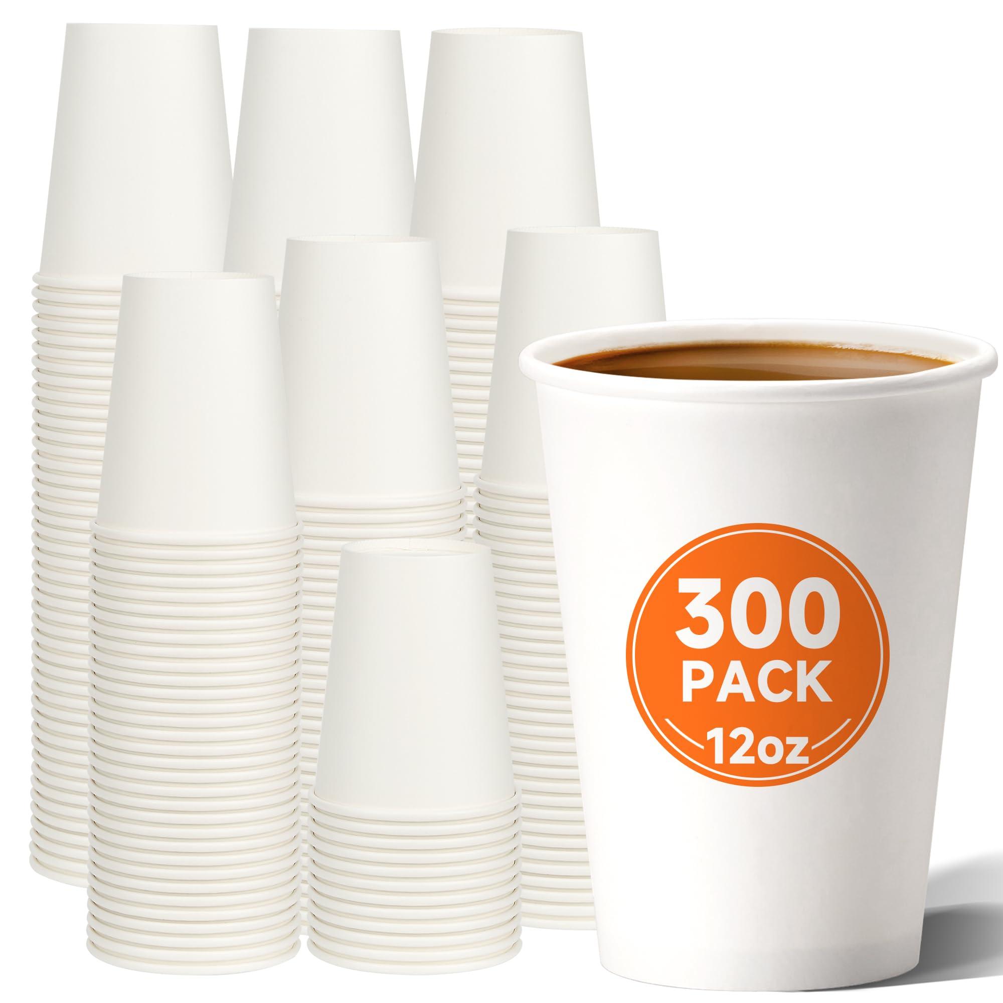 METAPRINT METAPRINT 12 oz Disposable Paper Coffee Cups [300 Pack], White Hot Coffee Cups, Paper Coffee Cups 12 oz, Thickened Design for Cafes, Bistros, Parties, and Events