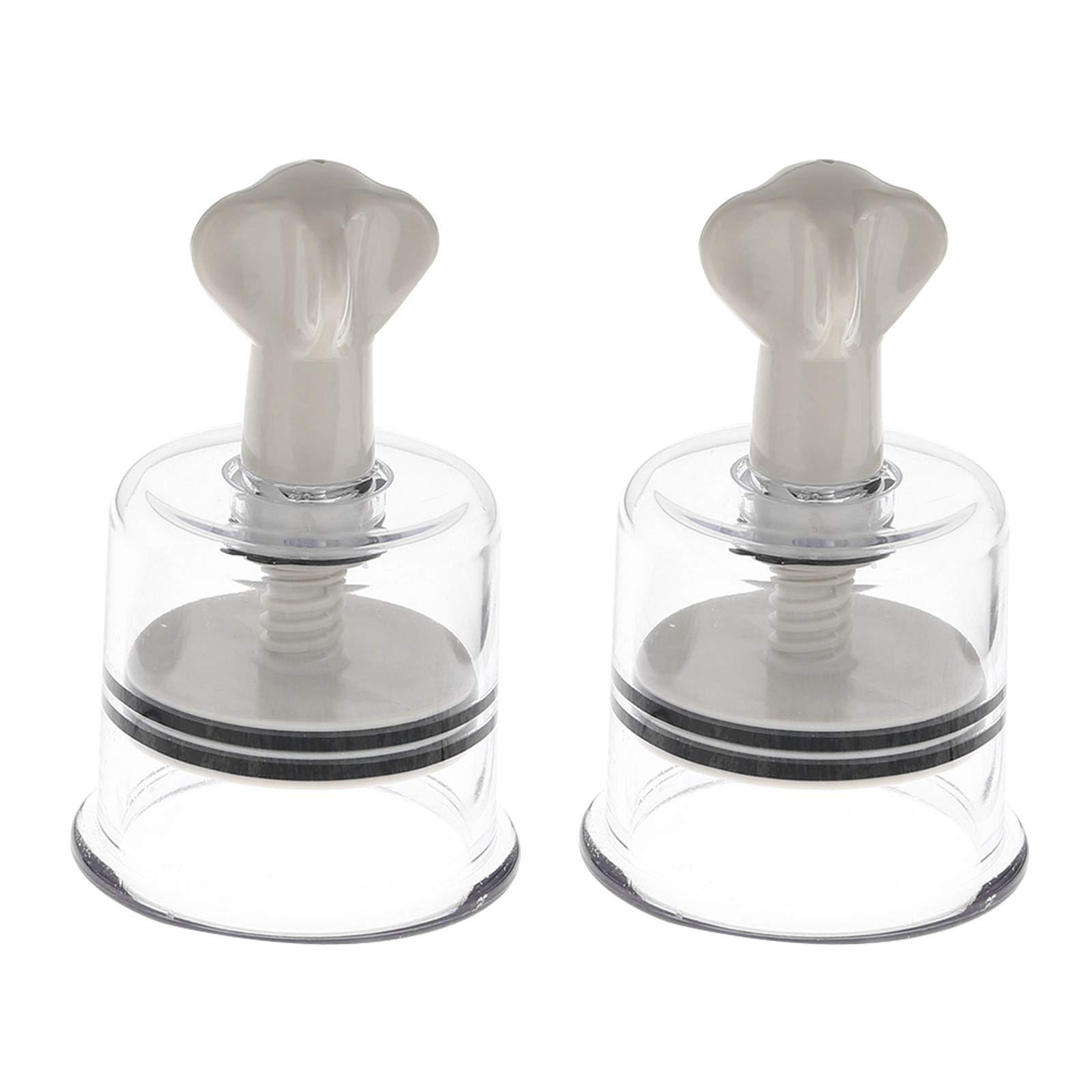 JEATHA JEATHA 2Pcs Vacuum Suction Cup Rotating Twist Nipple Suckers Body Breast Massager Cup Cupping Toy for Adults Breast Pump White 5.0cm
