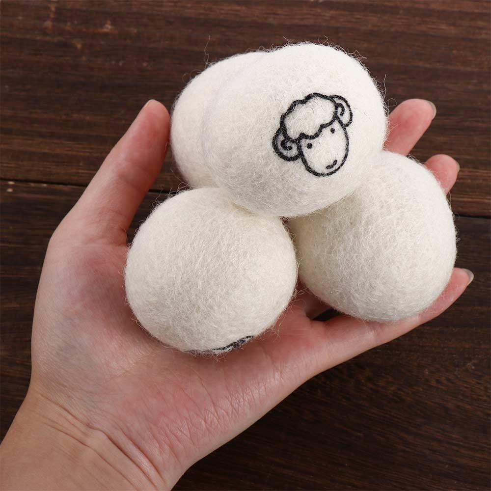 Generic Wool Dryer Balls, Reusable Laundry Balls Softener Washing Fleece Dry Kit Anti-Static Reduce Wrinkles and Save Time Drying Ball(2 pcs-no Pattern)