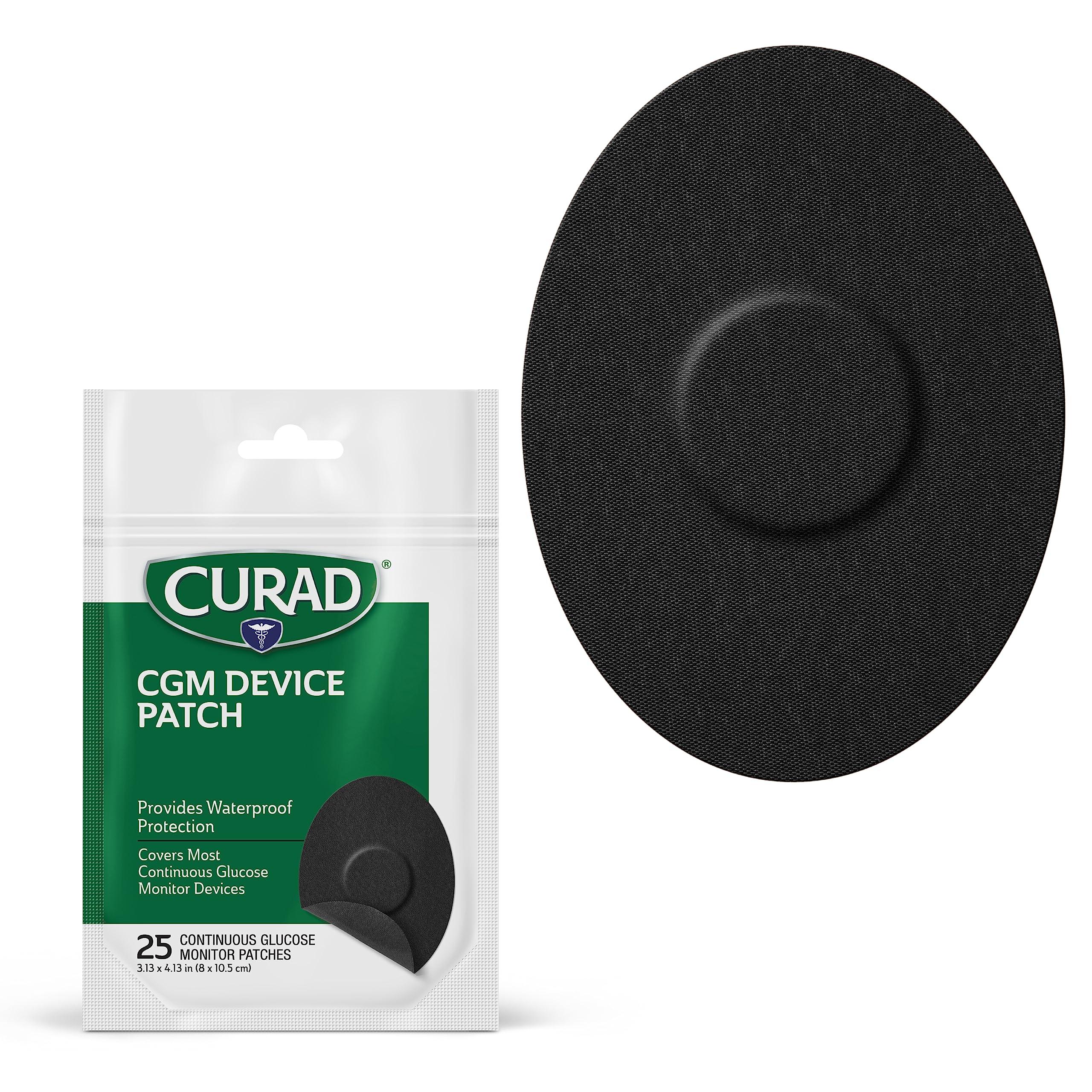 Curad Curad Black CGM Patches (25-Count) | 3.13\" x 4.13\" Continuous Glucose Monitor Patches | Versatile CGM Cover | Waterproof & Easy-Peel Continuous Blood Glucose Monitor Patch for Consistent Application