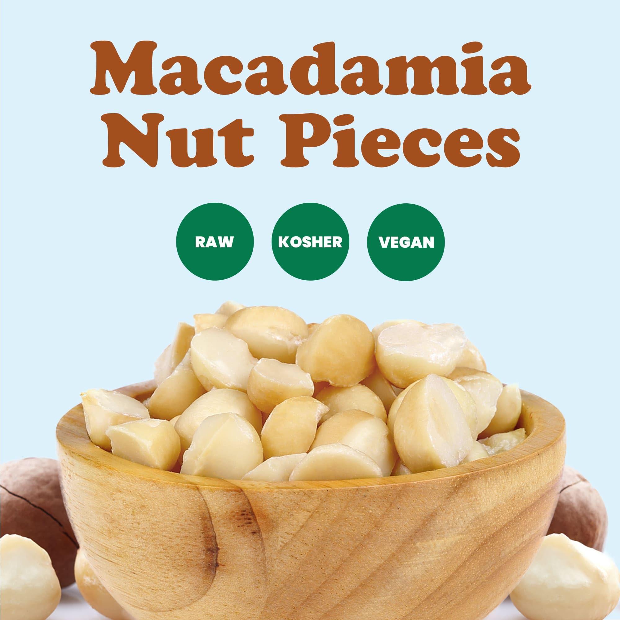 Food to Live Food to Live Macadamia Nut Halves & Pieces, 3 Pounds Raw, Shelled, Unsalted, Kosher, Vegan, Bulk. Keto Snack. Good Source of Healthy Fats. Great for Baking, and as Topping for Salads, Yogurt.