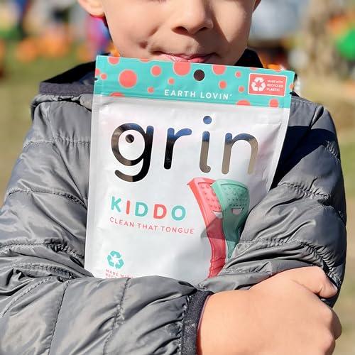 Grin GRIN Kiddo Tongue Cleaner, 32 Count, Disposable Tongue Cleaner, Hygienic Scraper, Jumbo Grip, Recycled Plastic, Keep Kiddos Healthy, Promote Fresh Breath