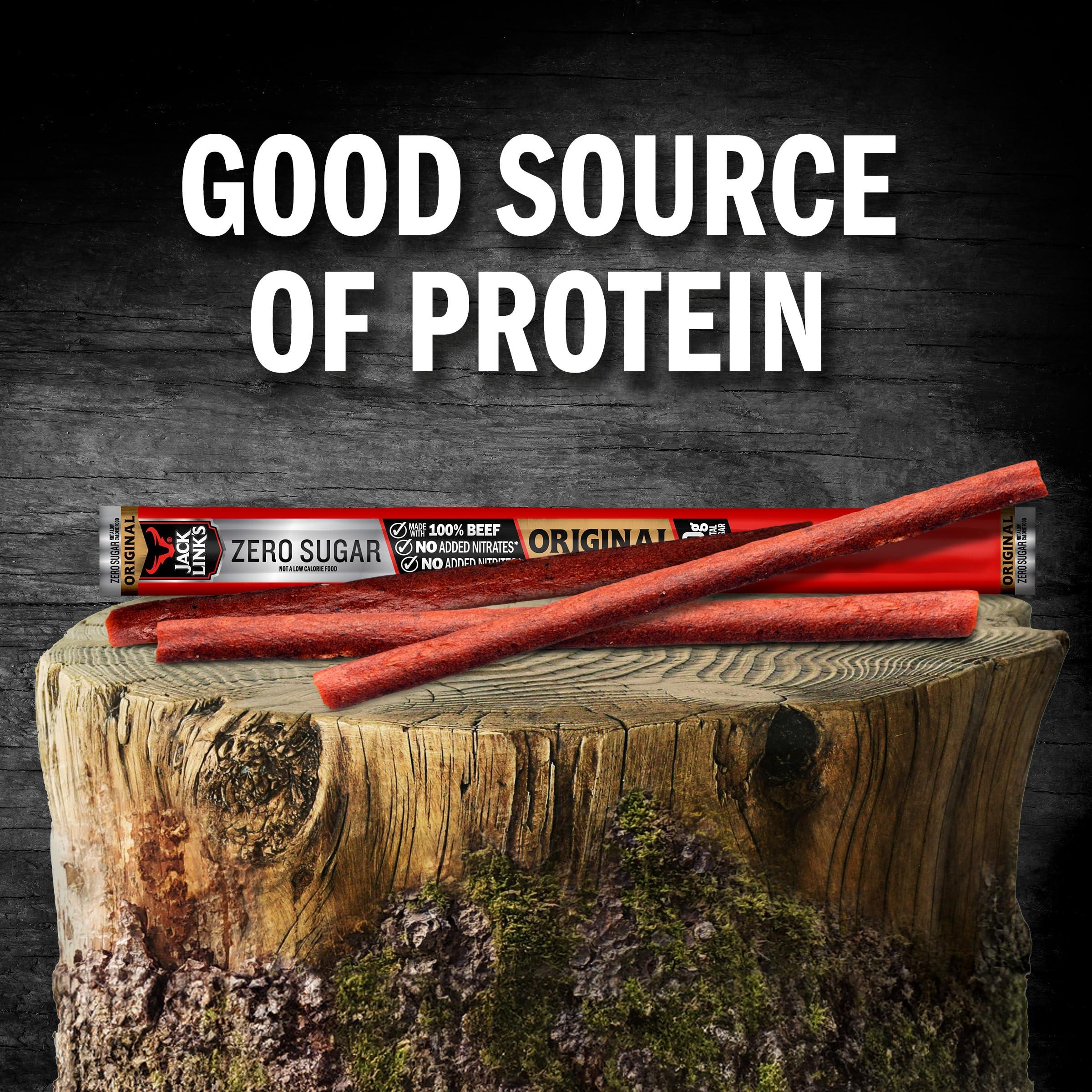 Jack Link's Jack Link\'s Beef Sticks, Original Zero Sugar Protein Snack, Meat Stick with 6g of Protein, Meat Snack Sticks Made with 100% Beef, Keto & Paleo Diet Ready, Individually Wrapped 0.92 Oz. (20 Count)