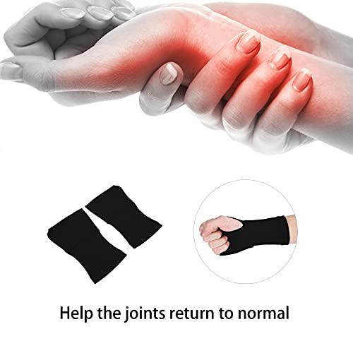 Dioche Wrist Support Compression Sleeve Wrist Palm Hand Elastic Brace for Carpal Tunnel, Wrist Pain, Arthritis, Black (1 Pair)(XXL)