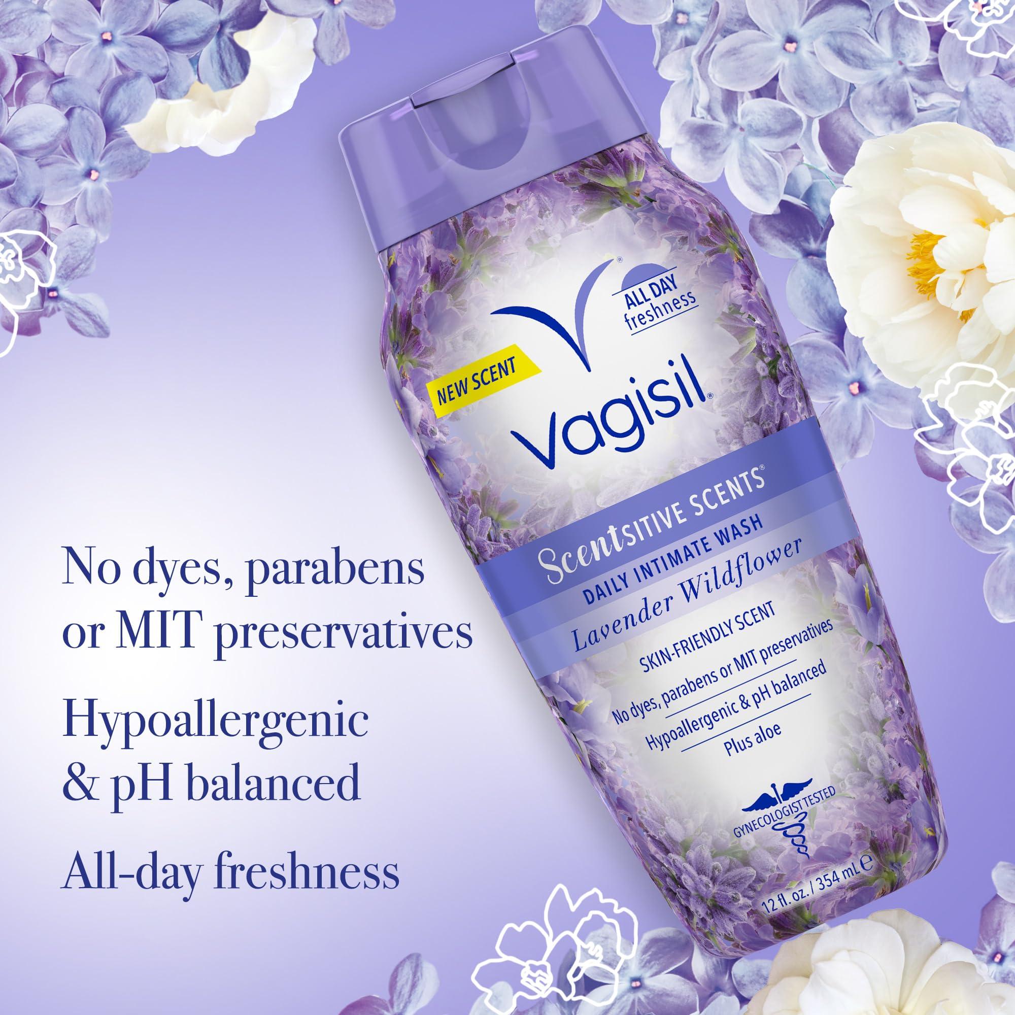 Vagisil Vagisil Feminine Wash for Intimate Area Hygiene, Scentsitive Scents, pH Balanced and Gynecologist Tested, Spring Lilac, 12 oz (Pack of 3)