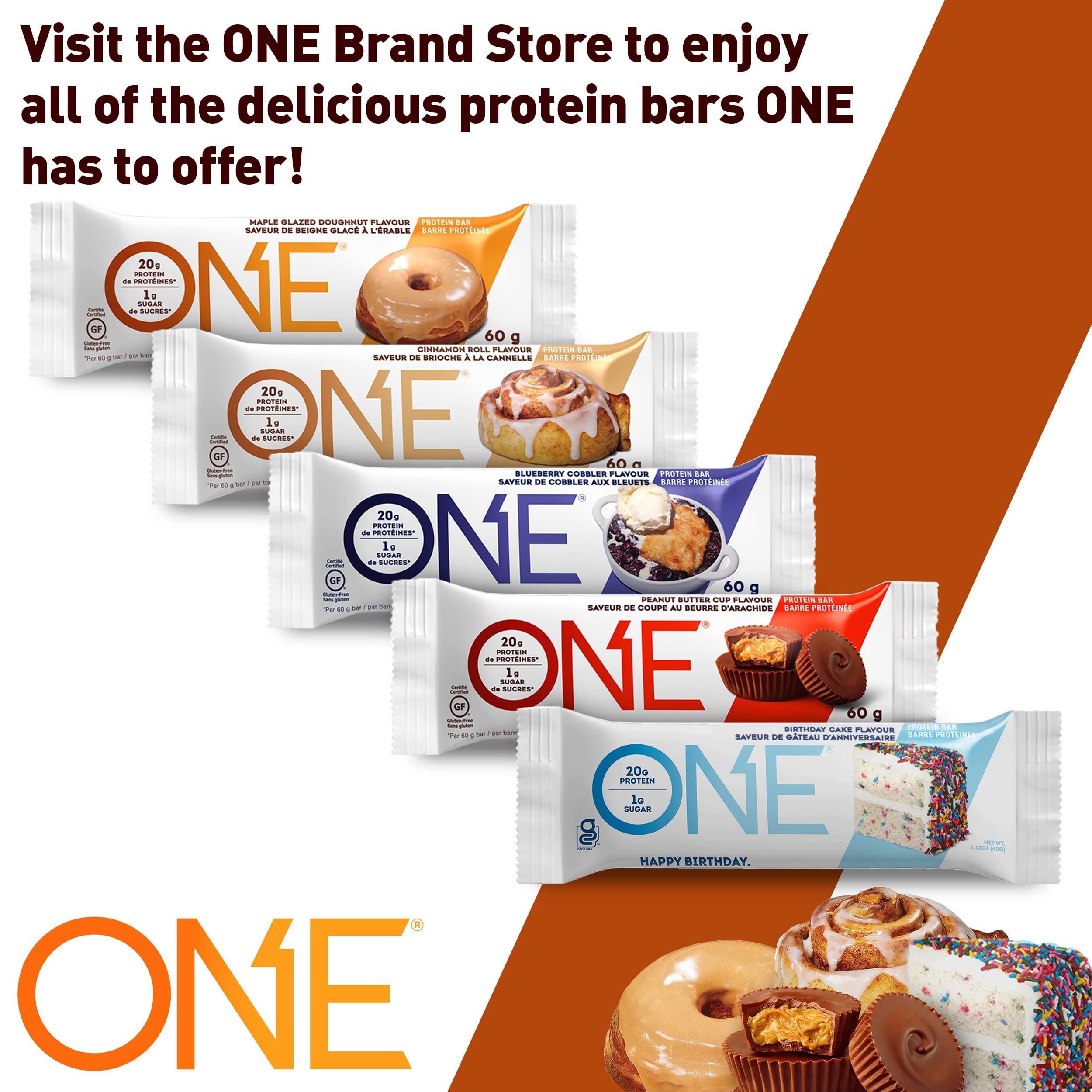 ONE ONE Protein Bars, Birthday Cake & Fruity Cereal, Gluten Free with 20g Protein, 1g Sugar, 2.12 Oz, 12 Count