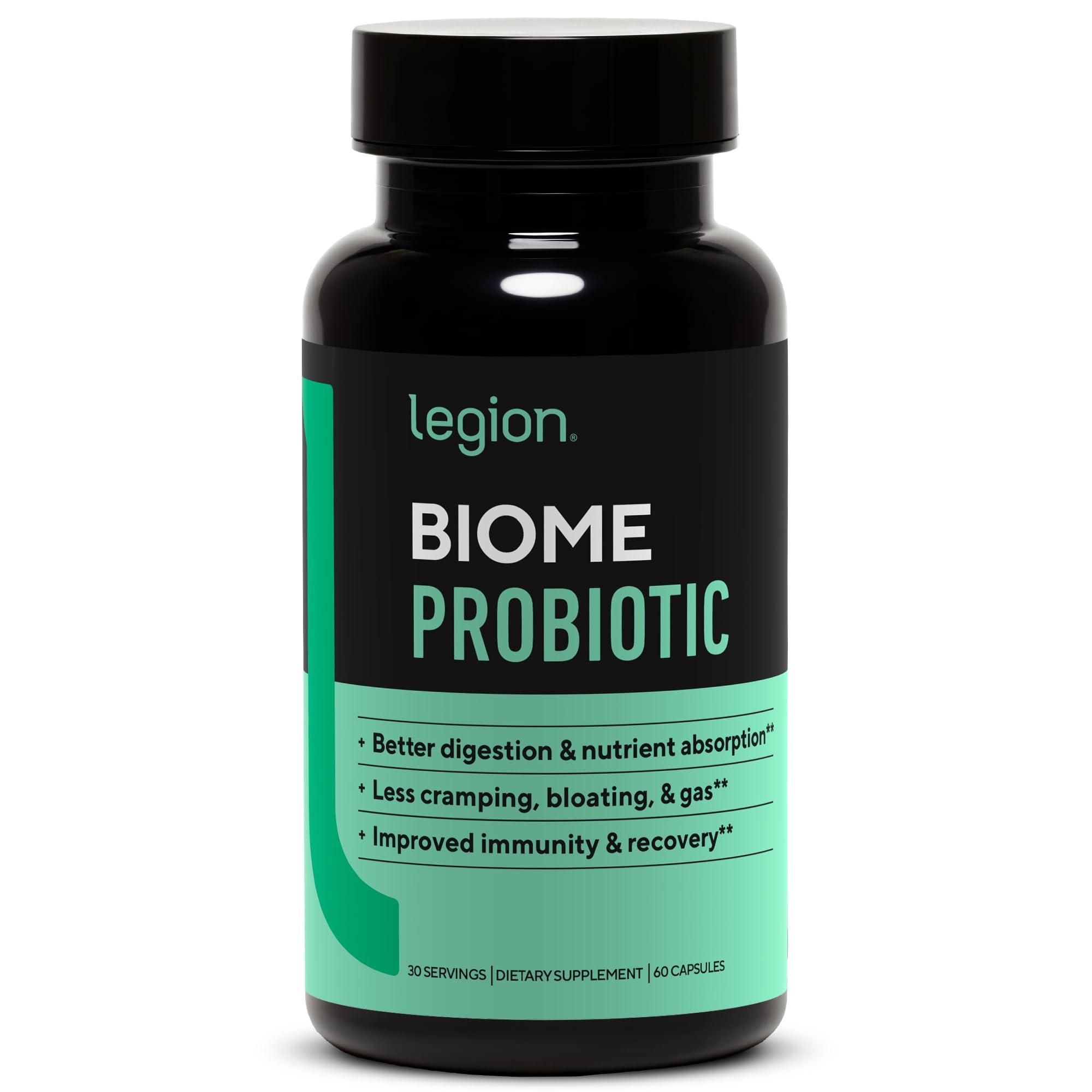 LEGION LEGION Biome Probiotic - Natural Probiotics Gut Health Supplement for Women & Men - Probiotic Nutritional Supplements Help Reduce Bloating, Cramping & Gas - Colon Health Probiotic Pills, 30 Servings