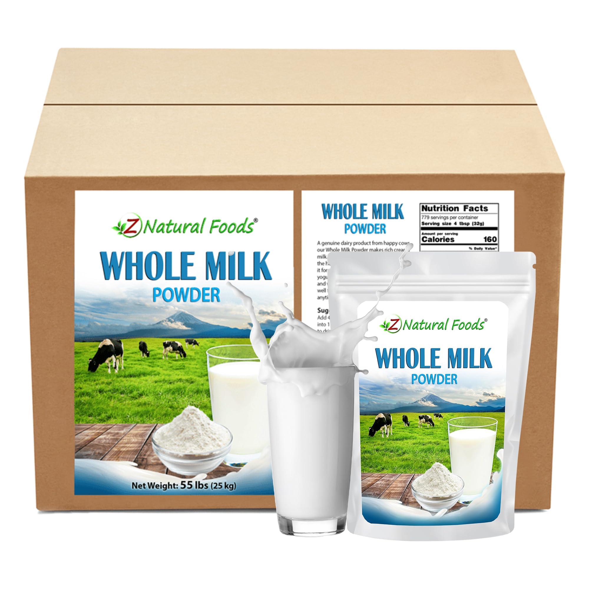 Z Natural Foods Z Natural Foods Premium Whole Milk Powder - Powdered Milk for Baking, Cooking, Drinks - Dry Milk Powder, Pasteurized, Non-GMO, Gluten-Free, Kosher-Certified, 55 lbs