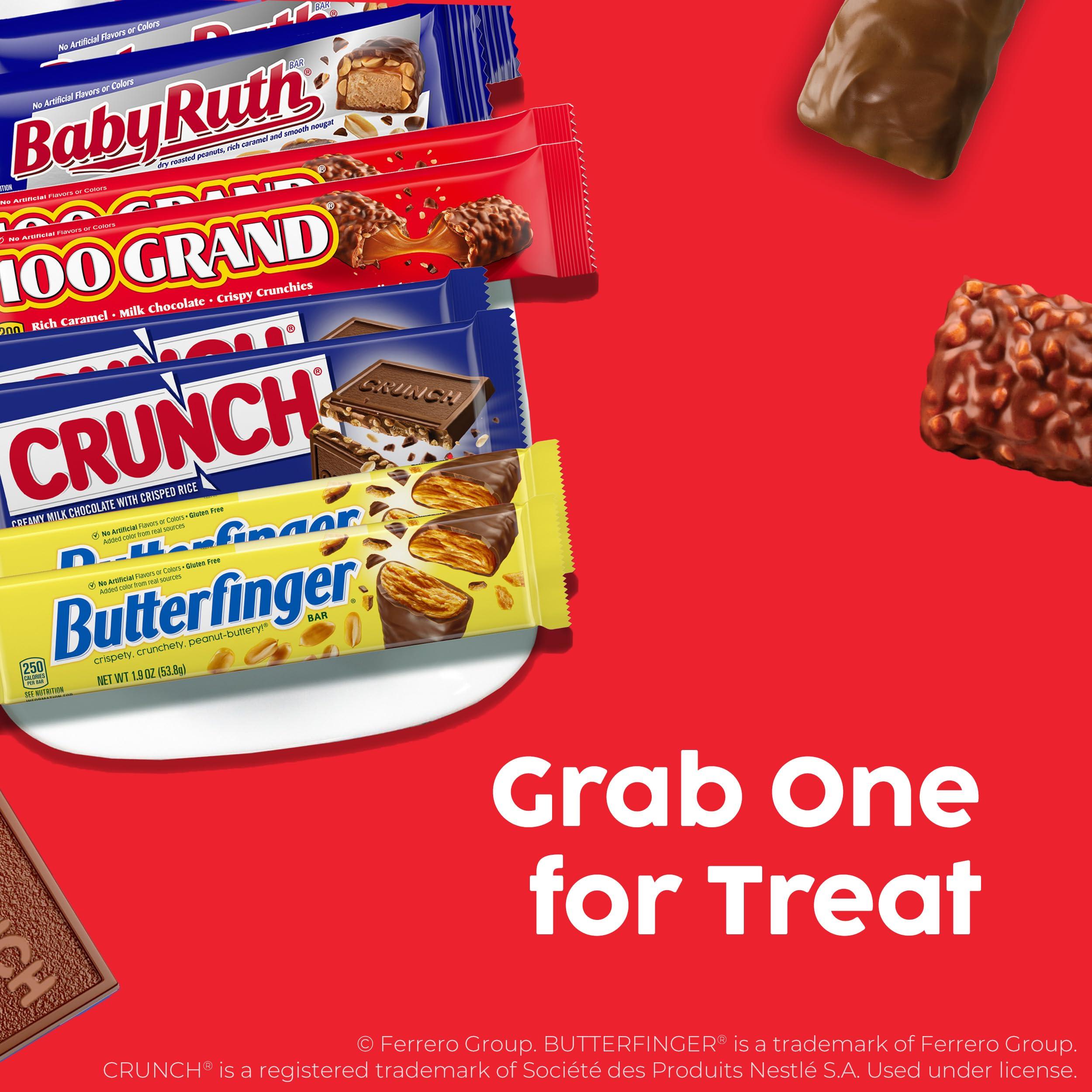 Butterfinger Butterfinger, CRUNCH, Baby Ruth and 100 Grand, Bulk 28 Pack, Assorted Full Size Chocolate Candy Bars, Stocking Stuffers, 48 oz