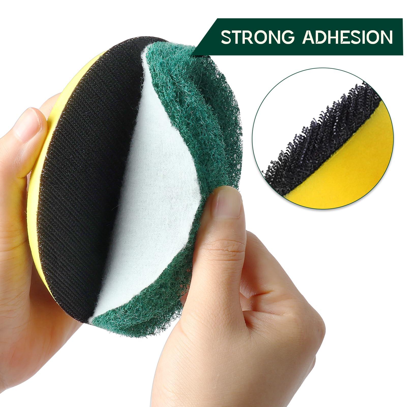 GOH DODD Power Scrub Pads Drill Attachment, GOH DODD 15 Pieces 5 Inch Headlight Restoration Kit Cleaning Kit Scouring Pads with Baker and Universal Shaft for Kitchen, Bathroom, Grout, Carpet, Tub, Grill, Tile