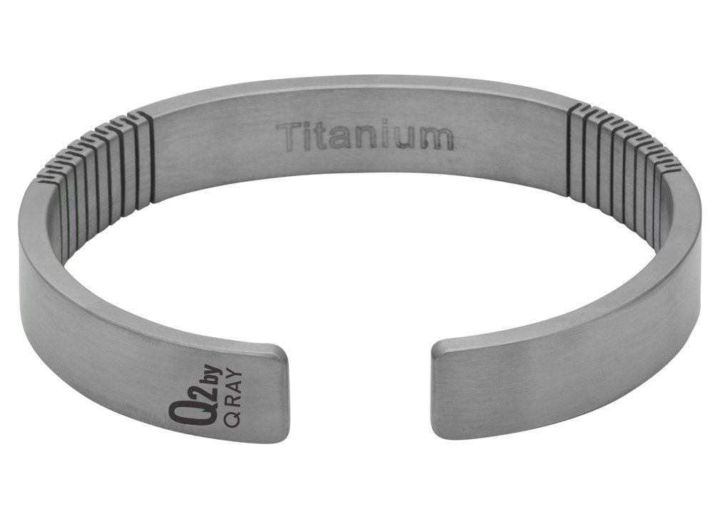 QRAY QRAY Q2 Pure Titanium 100% Pure Titanium Golf Athletic Bracelet Men Women C-Shaped Health Wellness Bracelet (Medium: 7"~7.75")