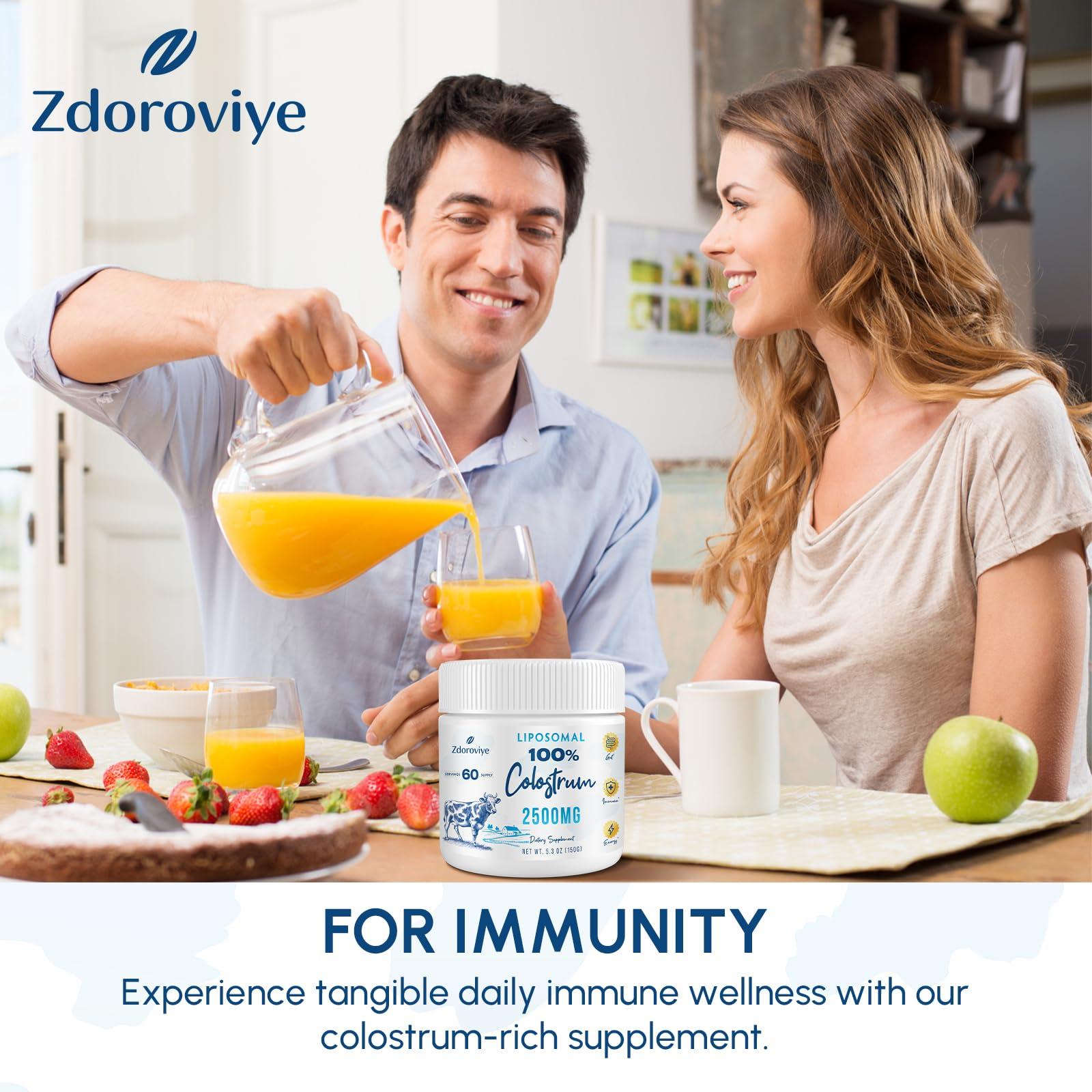 Zdoroviye Liposomal Bovine Colostrum Powder Supplement 2500 mg, High Absorption Than Regular Bovine Colostrum (60 Servings)