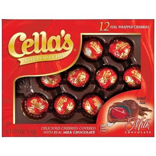 Cella Cella's Milk Chocolate Foil Wrapped Cherries 12 Count(pack of 2 Boxes) 24 Total
