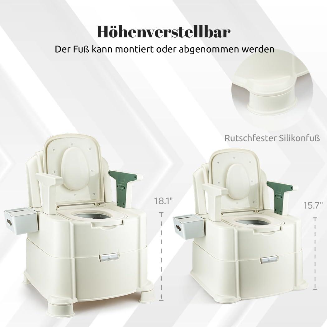 Hybodies Hybodies Bedside Commode, Portable Toilet for Adults, Commode Chair for Toilet with Arms, Height Adjustable, 2 Toilets and Induction Night Light, Potty Chair for Elderly and Disabled