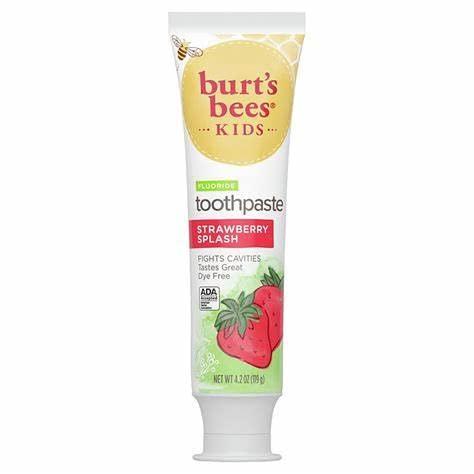 Burt's Bees Burt's Bees Kids Toothpaste, Natural Flavor, with Fluoride, Strawberry Splash, 4.2 Oz