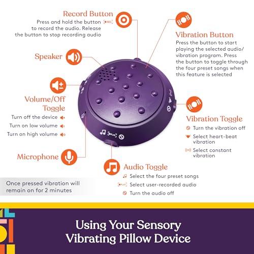 Special Supplies Special Supplies Vibrating Pillow Sensory Pressure Activated for Kids and Adults, 12 x 12 Plush Minky Soft Cover, Colorful