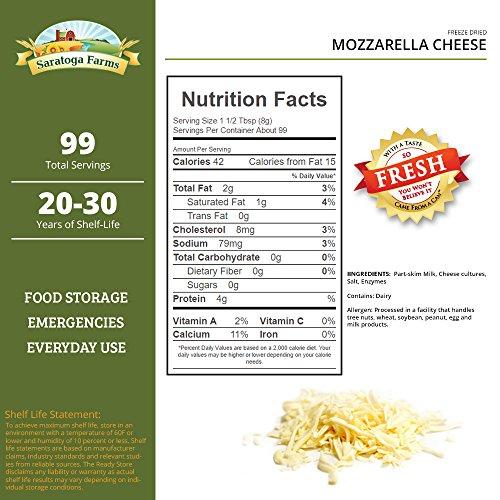 Saratoga Farms Saratoga Farms Freeze-Dried Mozzarella Cheese, Freeze-Dried Emergency Food Supply with a 20-to-30-Year Shelf Life, 99 Total Servings, 1 Pack