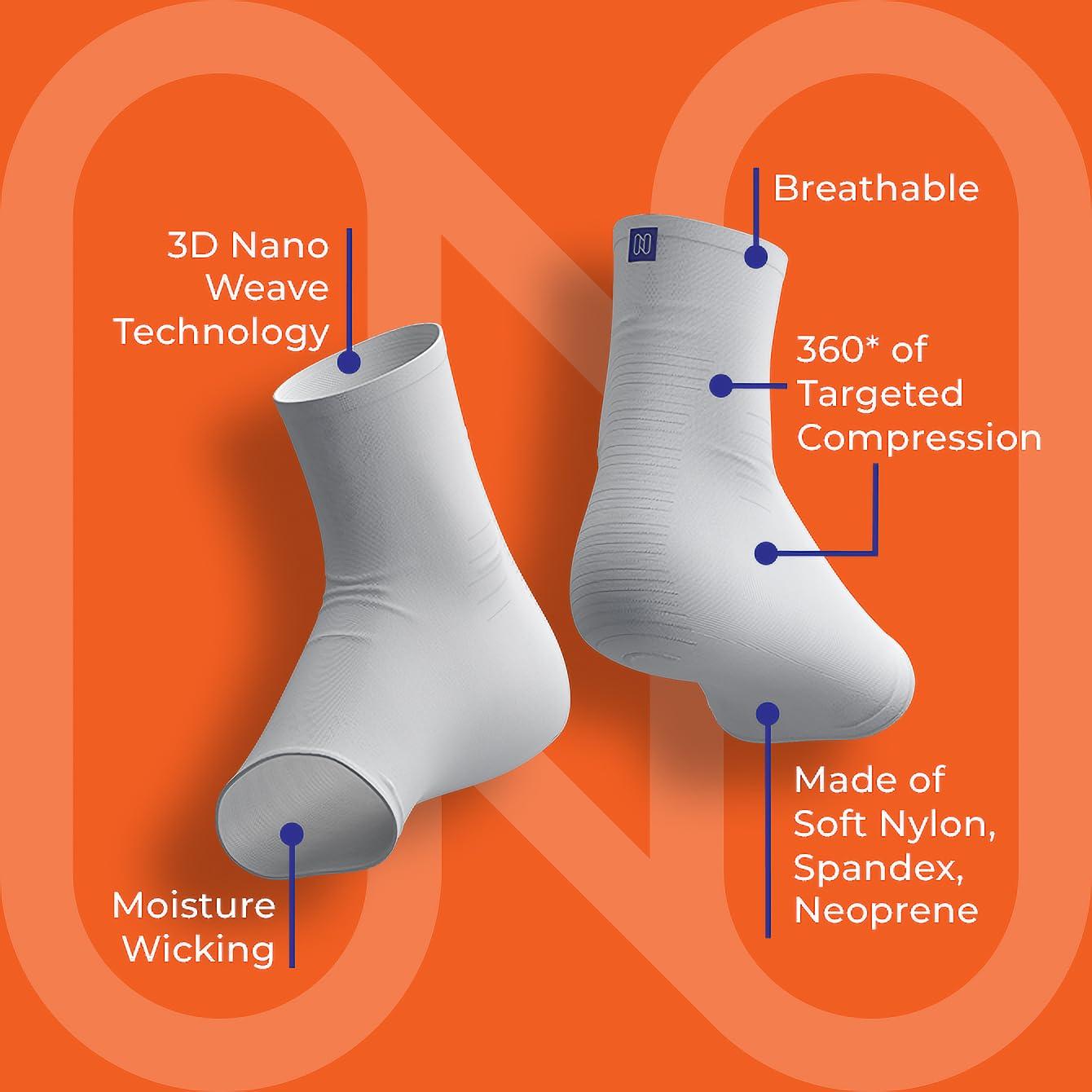 NanoSocks NanoSocks Compression Socks for Women & Men (1 Pair) - BEST Ankle Brace Support Sleeve for Neuropathy, Plantar Fasciitis, Diabetic Foot Nerve Pain Relief - Toeless (Small, White)