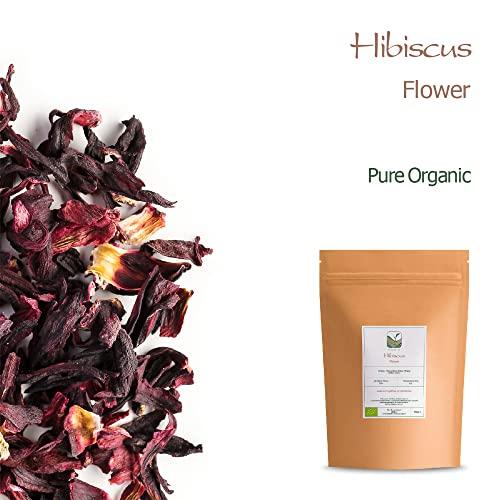 Valley of Tea Hibiscus Organic Flowers Herbal Tea - Lemon Tart & Berry Rich - Classic Sweet Sour Rose Mallow - Hibiscus Flowers Hibiscus Tea Dry Hibiscus Flower Organic Hibiscus Flowers Hibiscus Flower Tea 100g